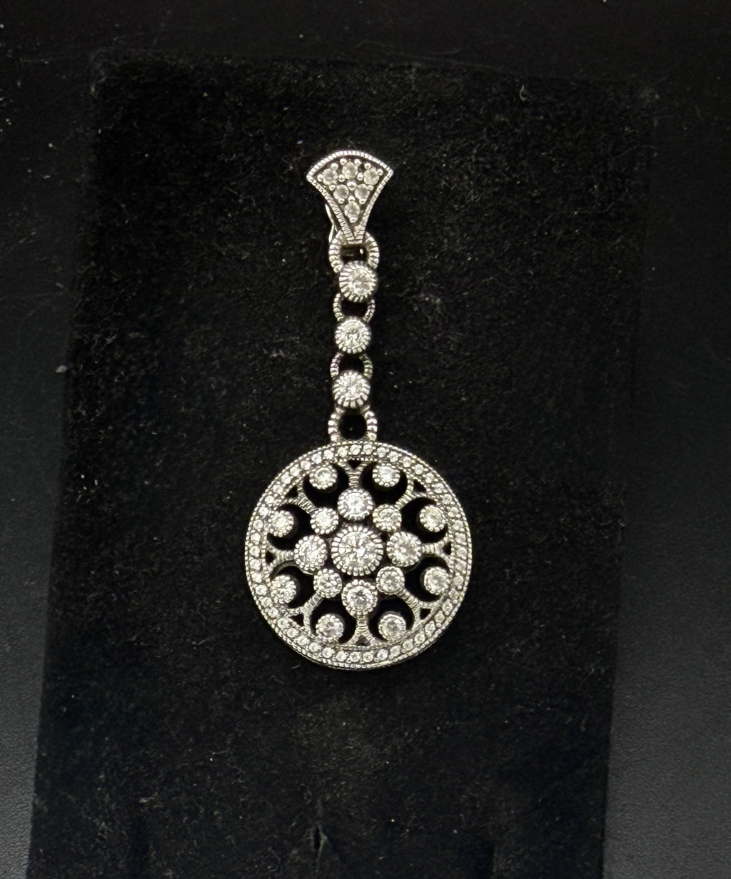 Judith Ripka - Vintage Sterling Silver Cubic Zirconia Open Work Pendant