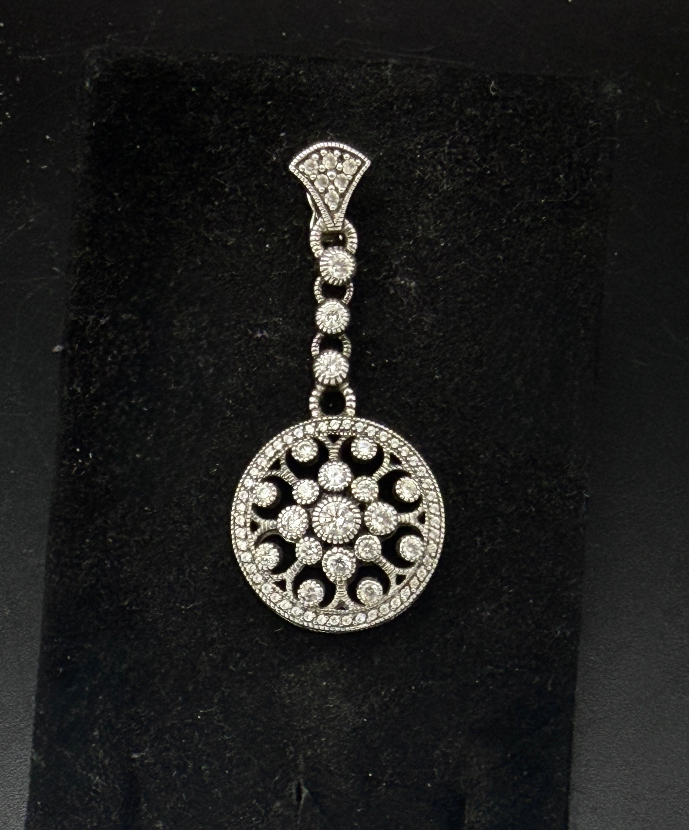 Judith Ripka - Vintage Sterling Silver Cubic Zirconia Open Work Pendant