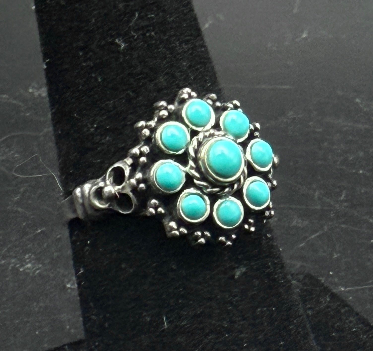 Vintage Sterling Silver Imitation Turquoise Ring - Size 6.5