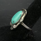 Vintage Handmade Green Turquoise Sterling Silver Abstract Ring - Size 8.5