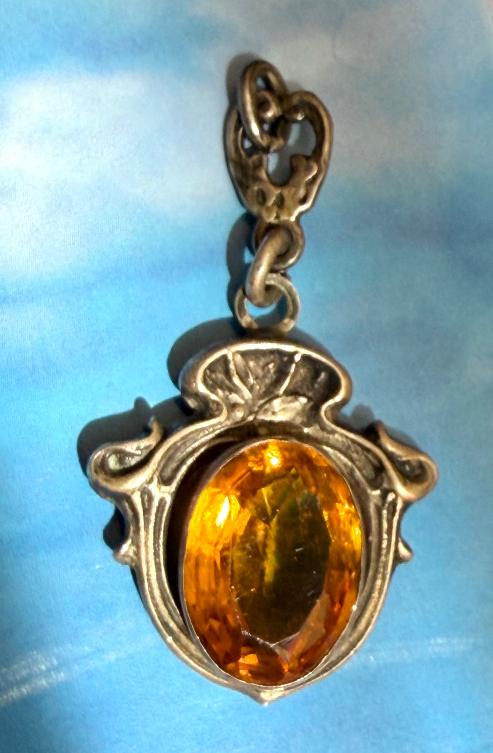 Vintage Art Nouveau Style Imitation Citrine Charm