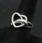 Vintage Sterling Silver Dolphin Heart Ring - Size 6.75