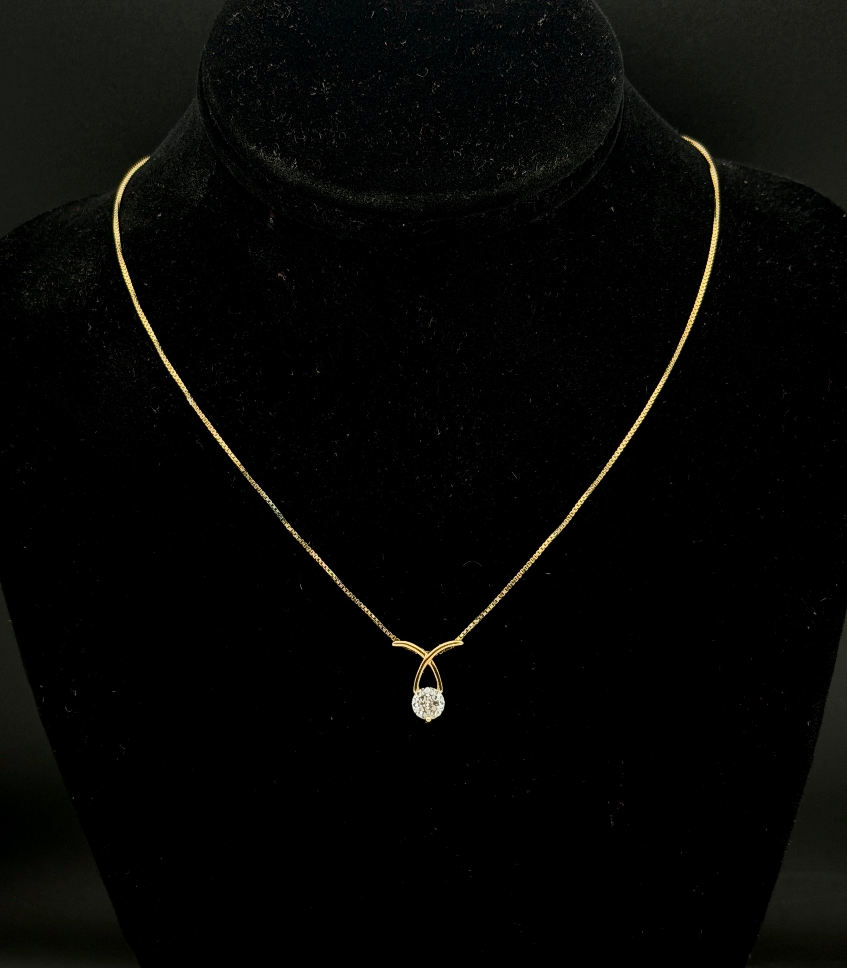 Ross-Simons - Gold Tone CZ Sterling Silver Pendant Chain Necklace - 18"