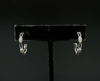 Vintage Sterling Silver and Diamonds Open Hoop Earrings