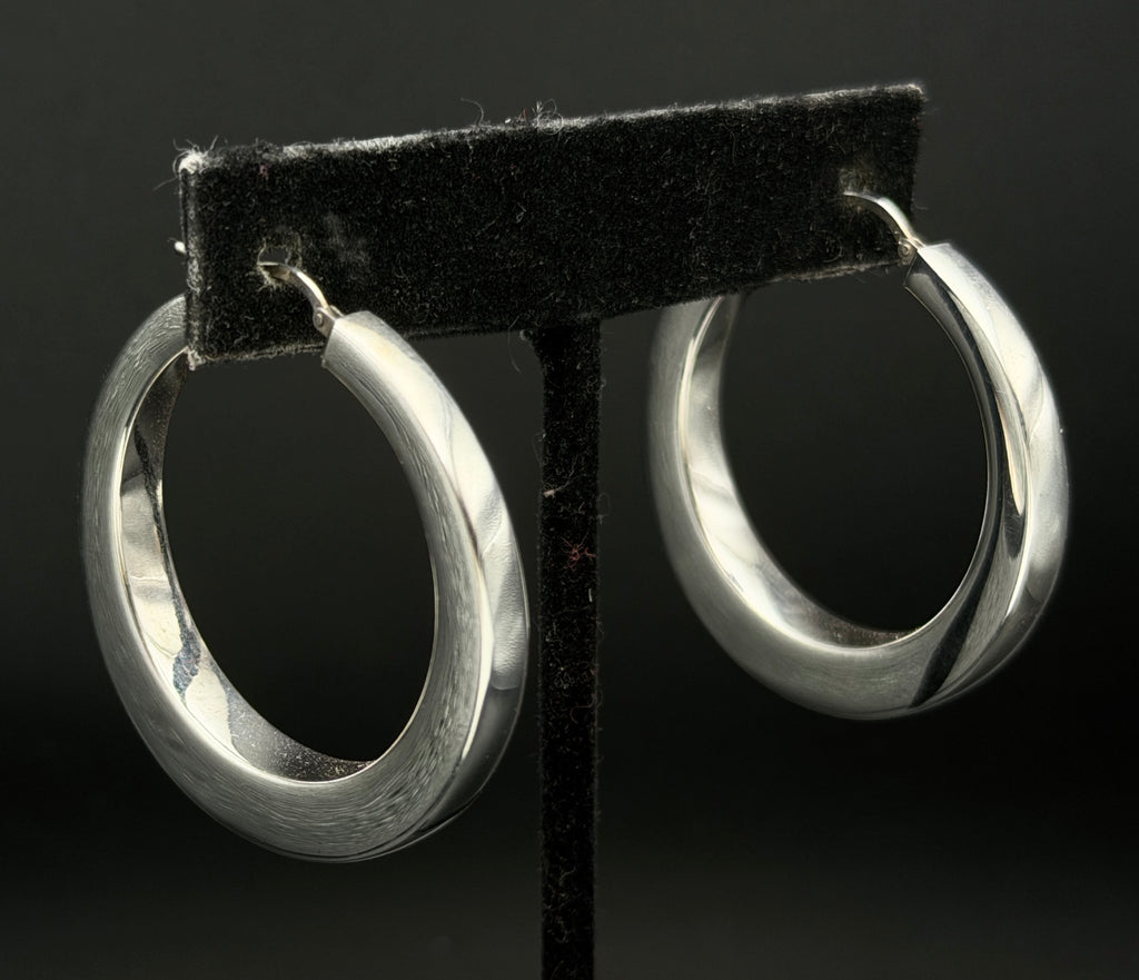 Milor - Vintage 950 Silver Italian Hoop Earrings