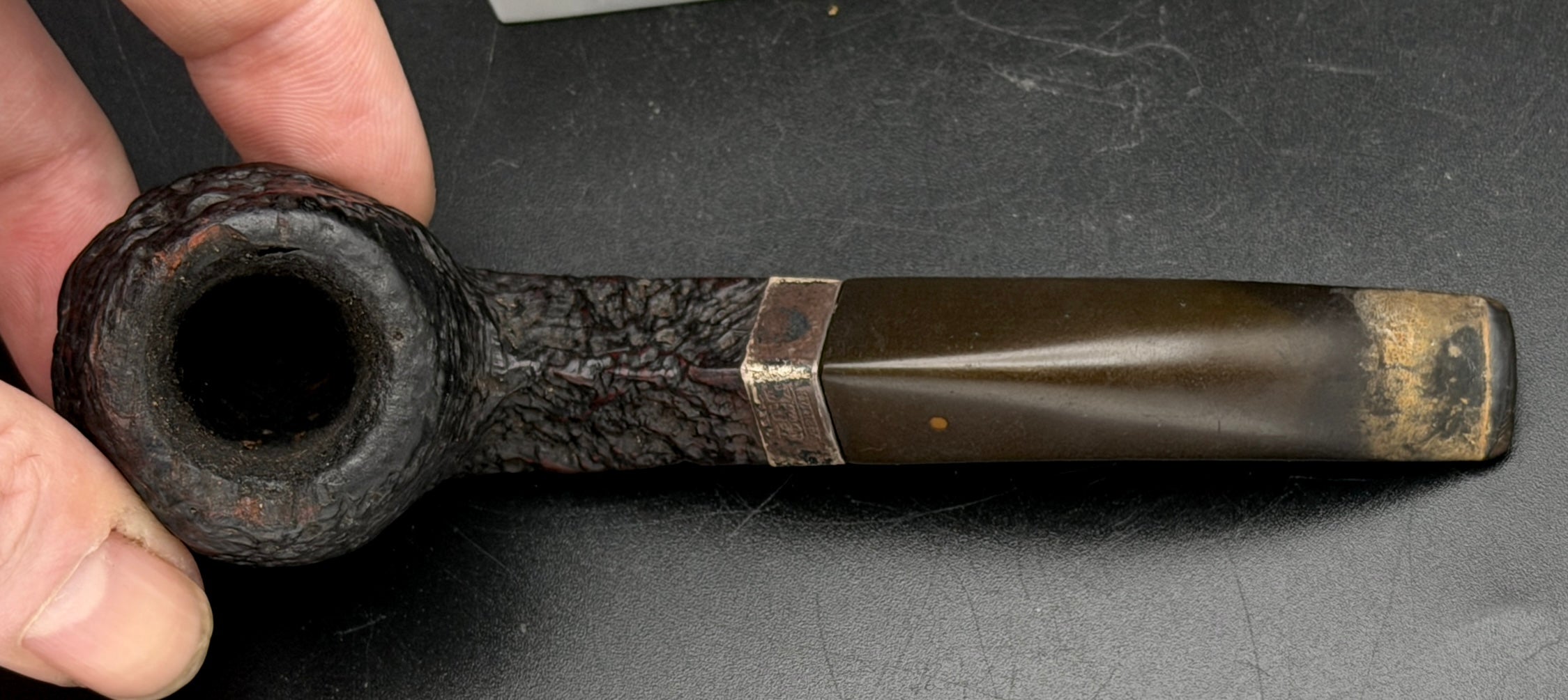 Dunhill - Antique 1924 Shell Briar Shape 12 Double Patent Estate Pipe - Sterling Repair Band