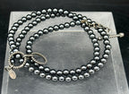 Vintage Hematite Bead Necklace with Sterling Silver Toggle Clasp