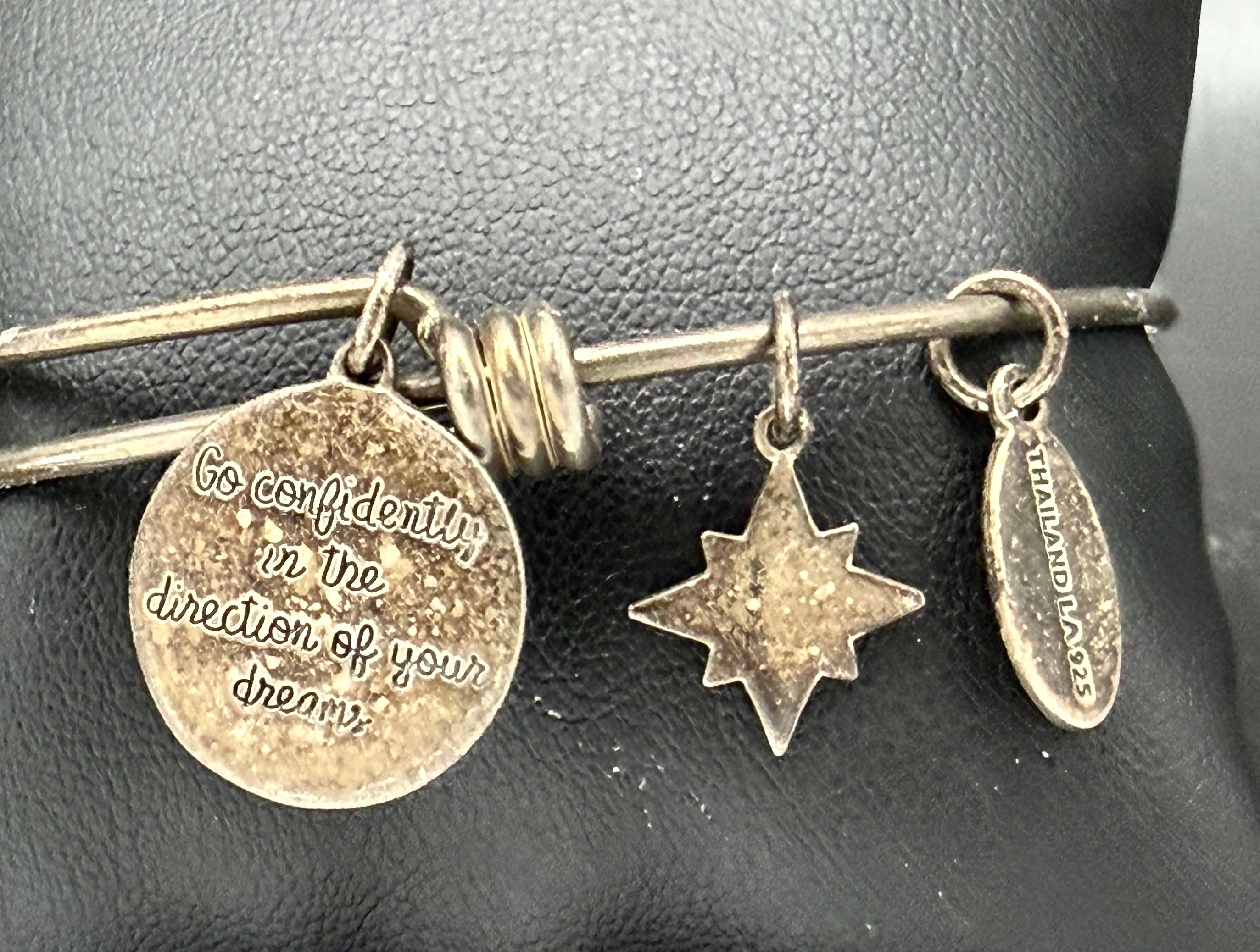 Extraordinary Life - Vintage Compass Charms Sterling Silver Adjustable Bangle