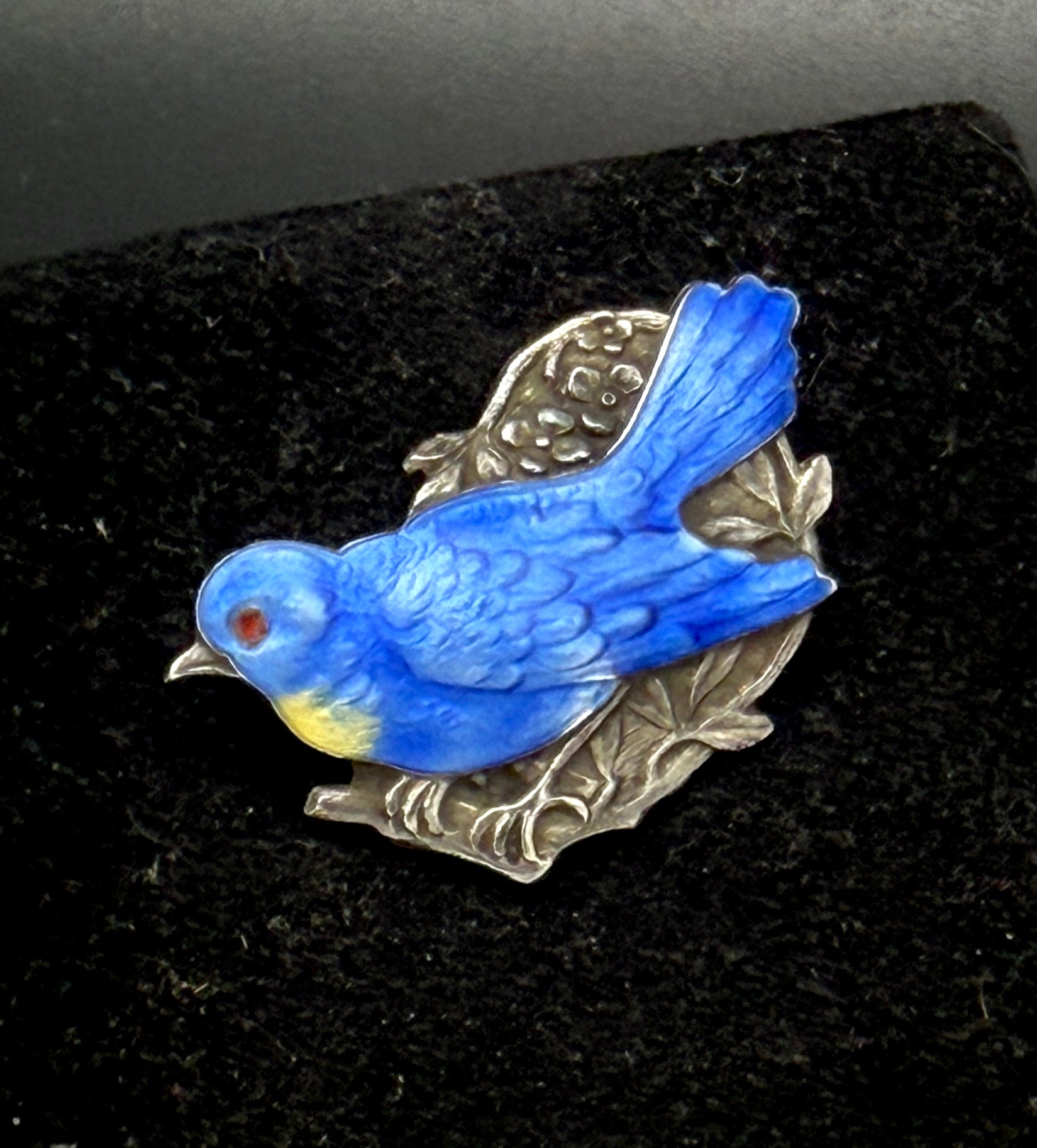 Paye & Baker - Vintage Bluebird Sterling Silver Enameled Brooch