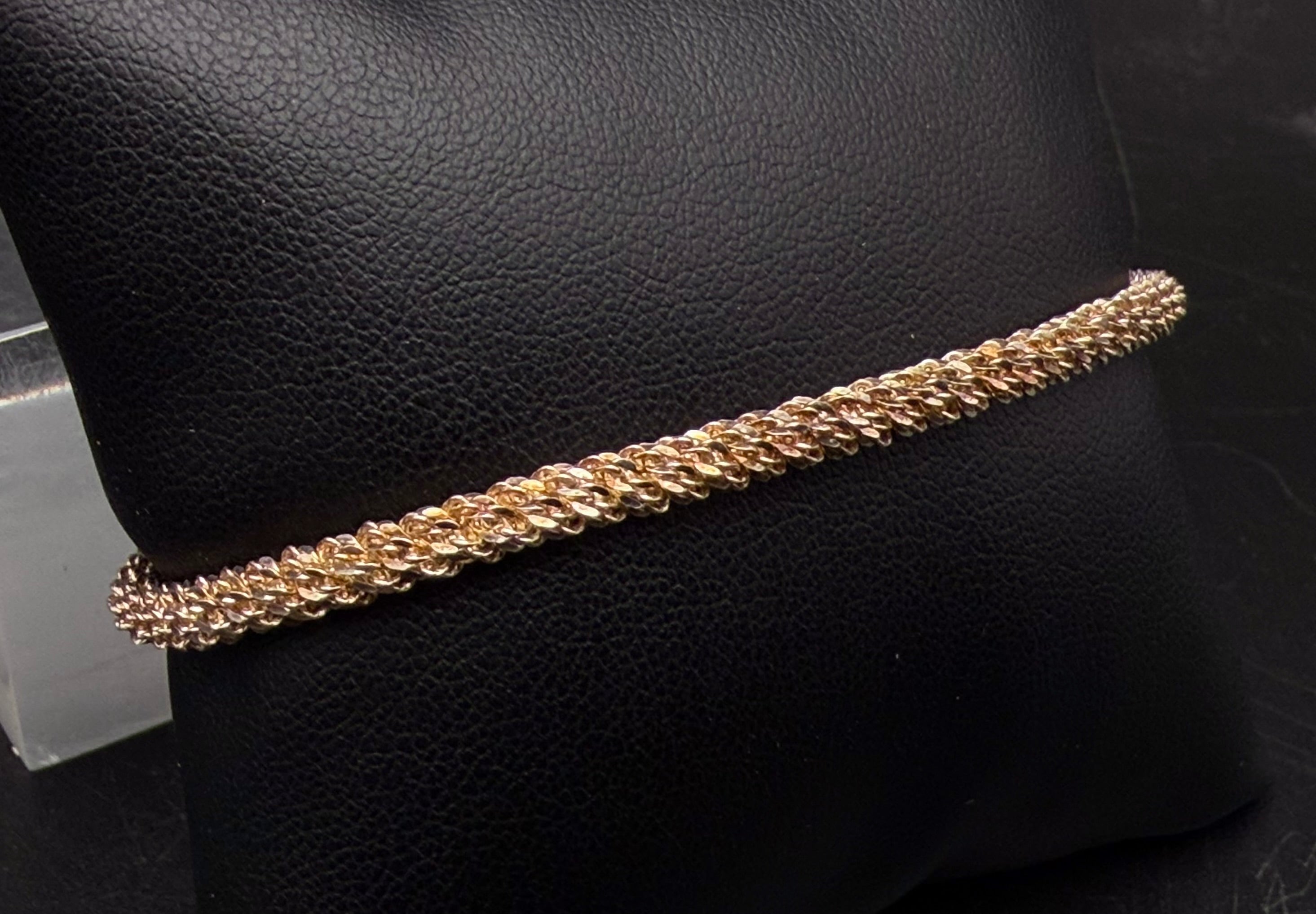 Vintage Gold Tone Sterling Silver Margarita Chain Italian Bracelet - 7.5"