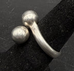 Vintage Handmade Sterling Silver Mexican Bypass Band - Size 5.5+
