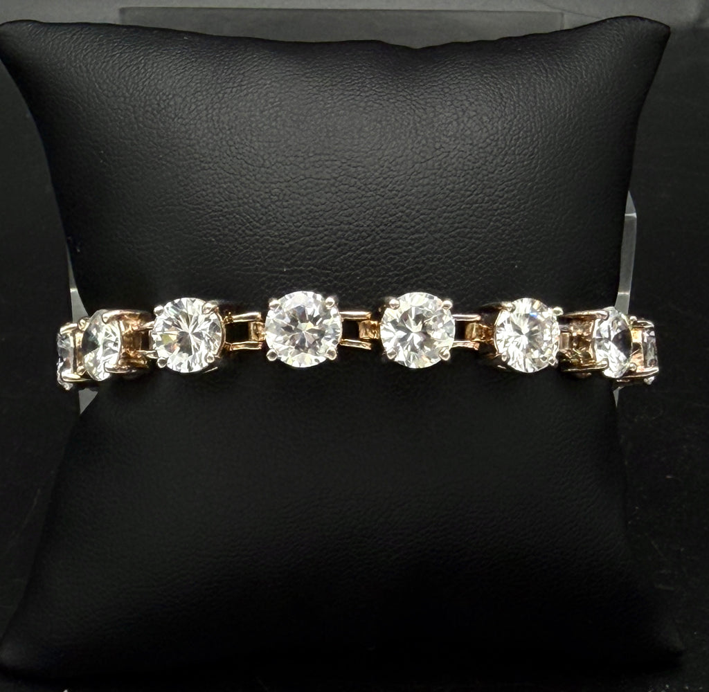 Vintage Cubic Zirconia Sterling Silver Tennis Bracelet - 7"
