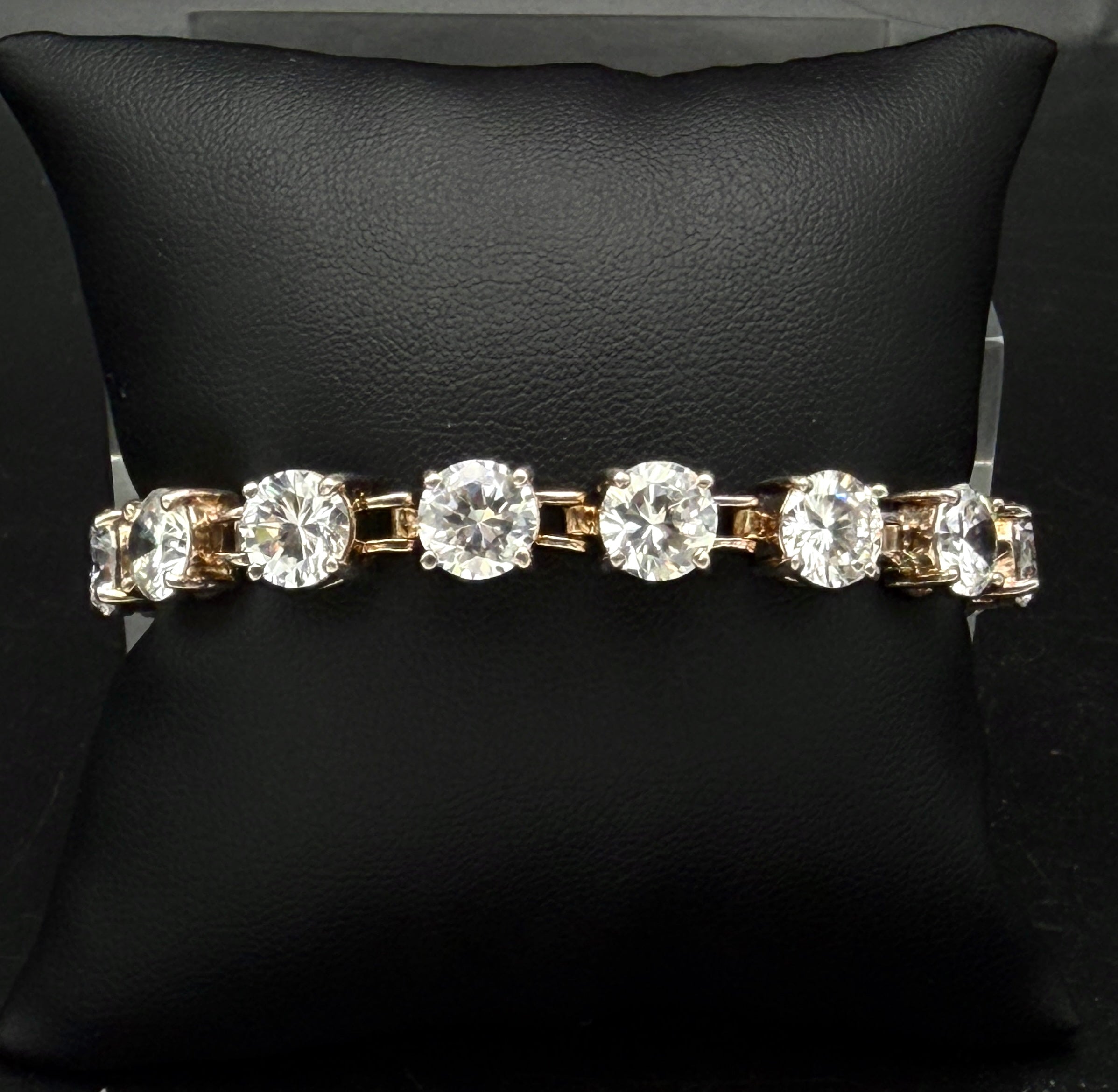 Vintage Cubic Zirconia Sterling Silver Tennis Bracelet - 7"