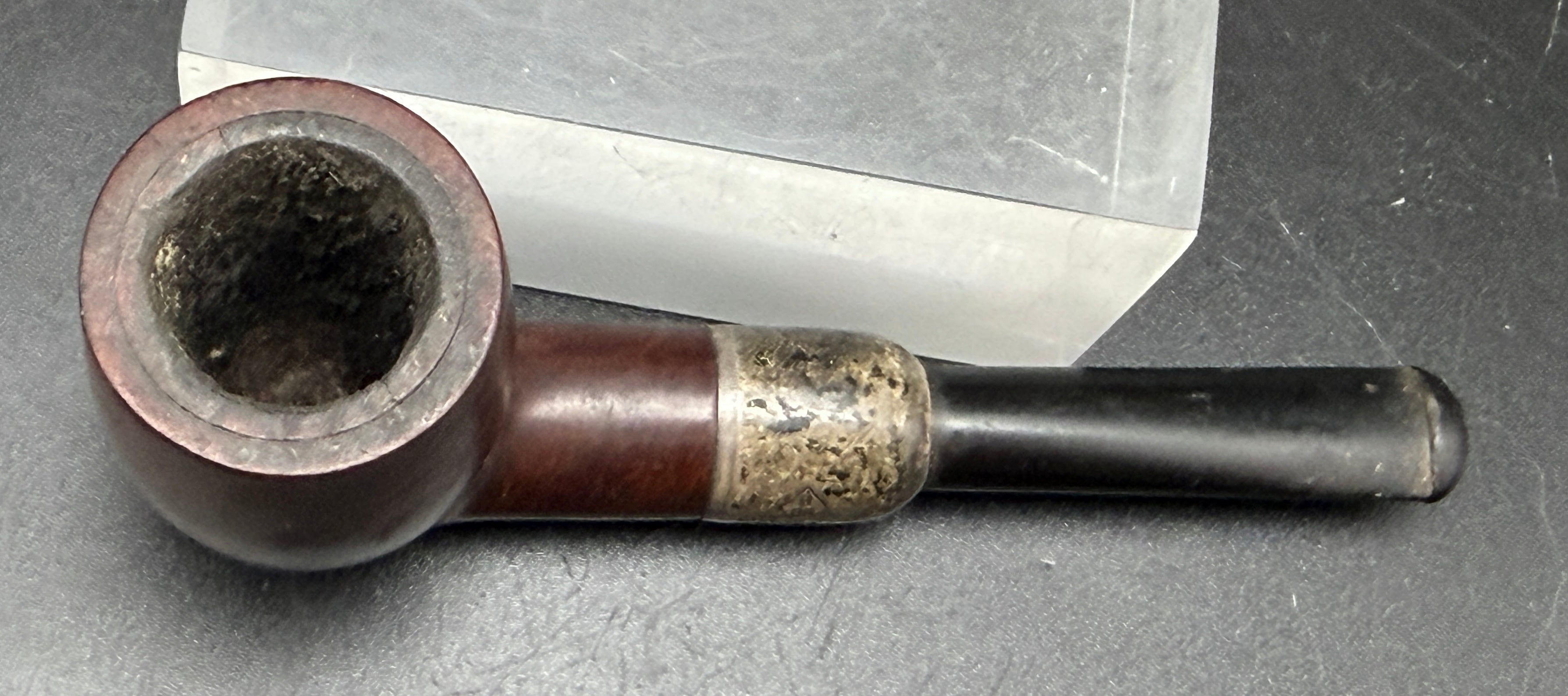 BBB- Antique 1903 Own Make Wood Smoking Pipe with Sterling Silver Band