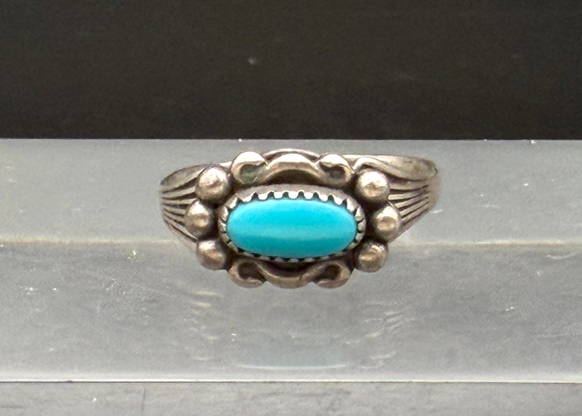 Vintage Turquoise Sterling Silver Spinner Ring - Size 4.25