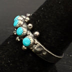 Vintage Handcrafted Snake Eye Turquoise Sterling Silver Band - Size 7.25