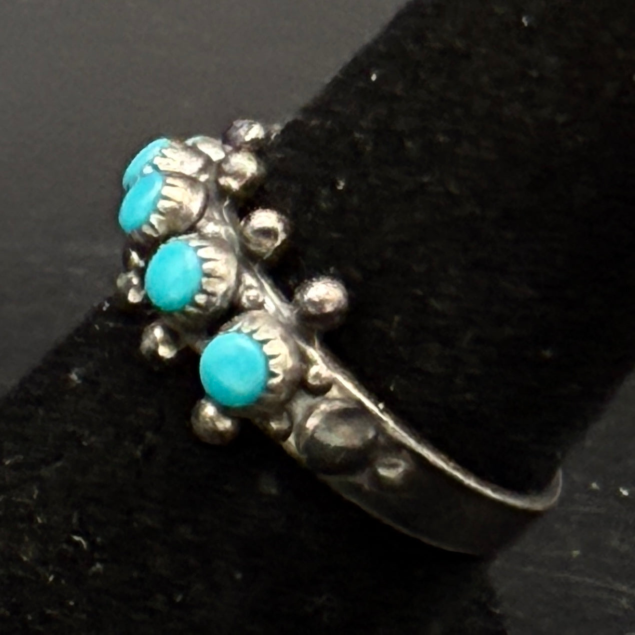 Vintage Handcrafted Snake Eye Turquoise Sterling Silver Band - Size 7.25
