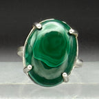 Vintage Malachite Sterling Silver Ring - Size 8