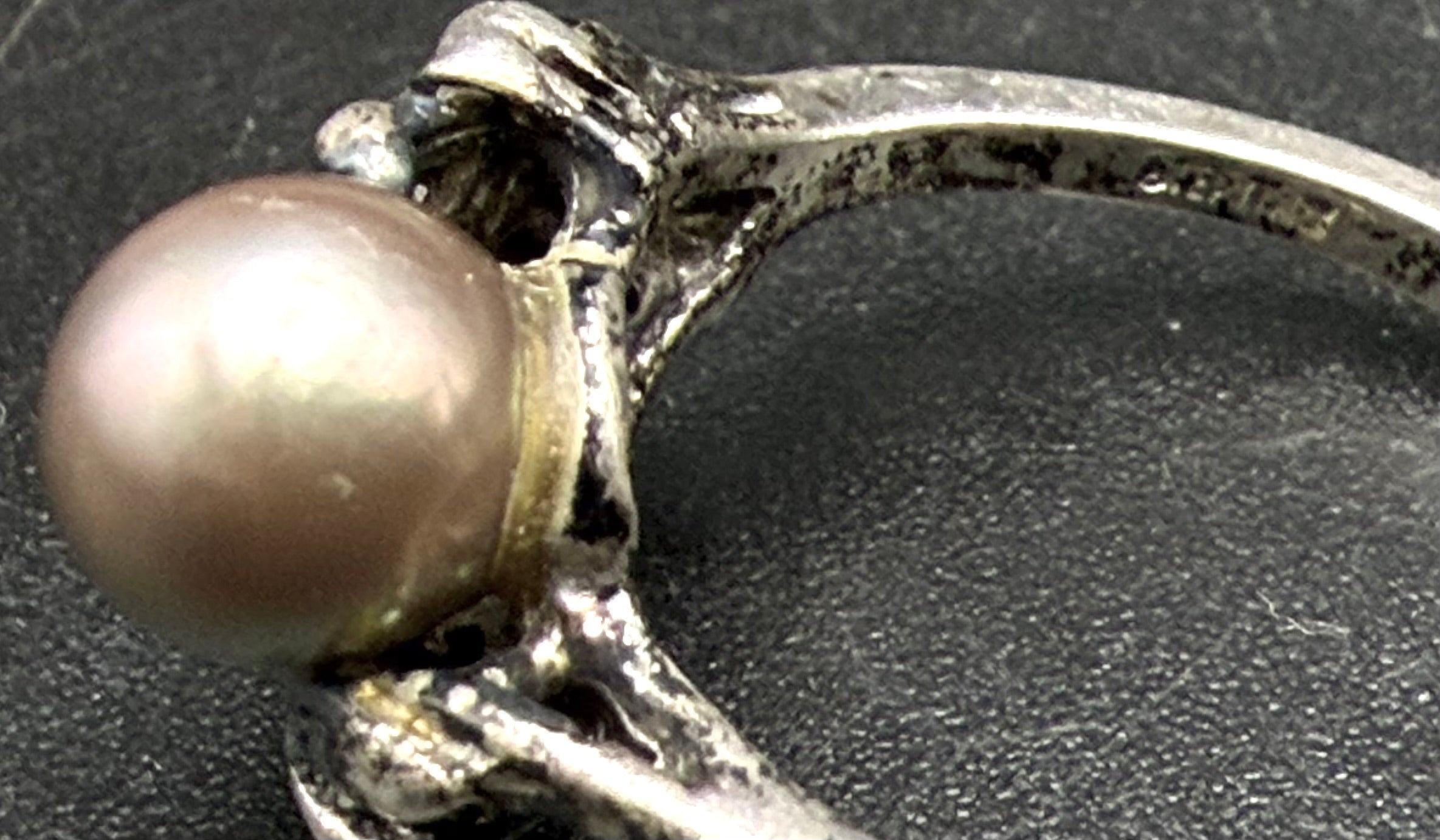 Vintage Tahitian Pearl Sterling Silver Ring - Size 6.25