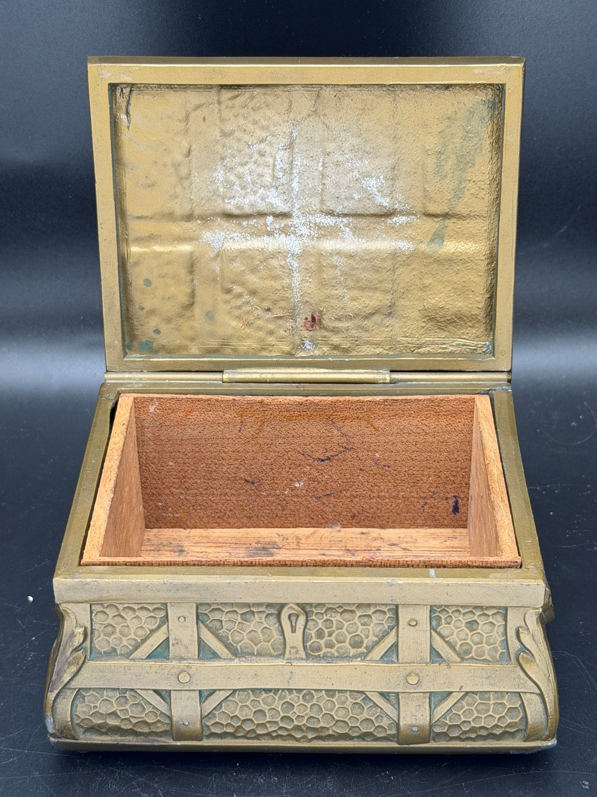 Vintage Bronze Tone Metal Pirate Chest Cigarette Box