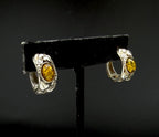 Vintage Amber Sterling Silver Huggie Earrings