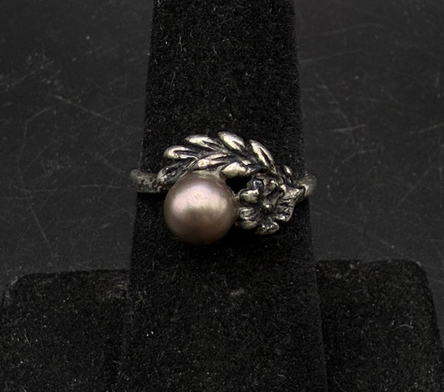 Vintage Tahitian Pearl Sterling Silver Ring - Size 6.25