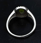 Vintage Peridot Sterling Silver Double Halo Ring - Size 7.25