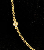 Judith Ripka- Vintage Gold Tone Sterling Silver CZ Station Chain Necklace - 18 + 2"