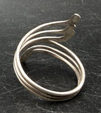 Vintage Handmade Sterling Silver Hammered Bypass Ring - Size 9+