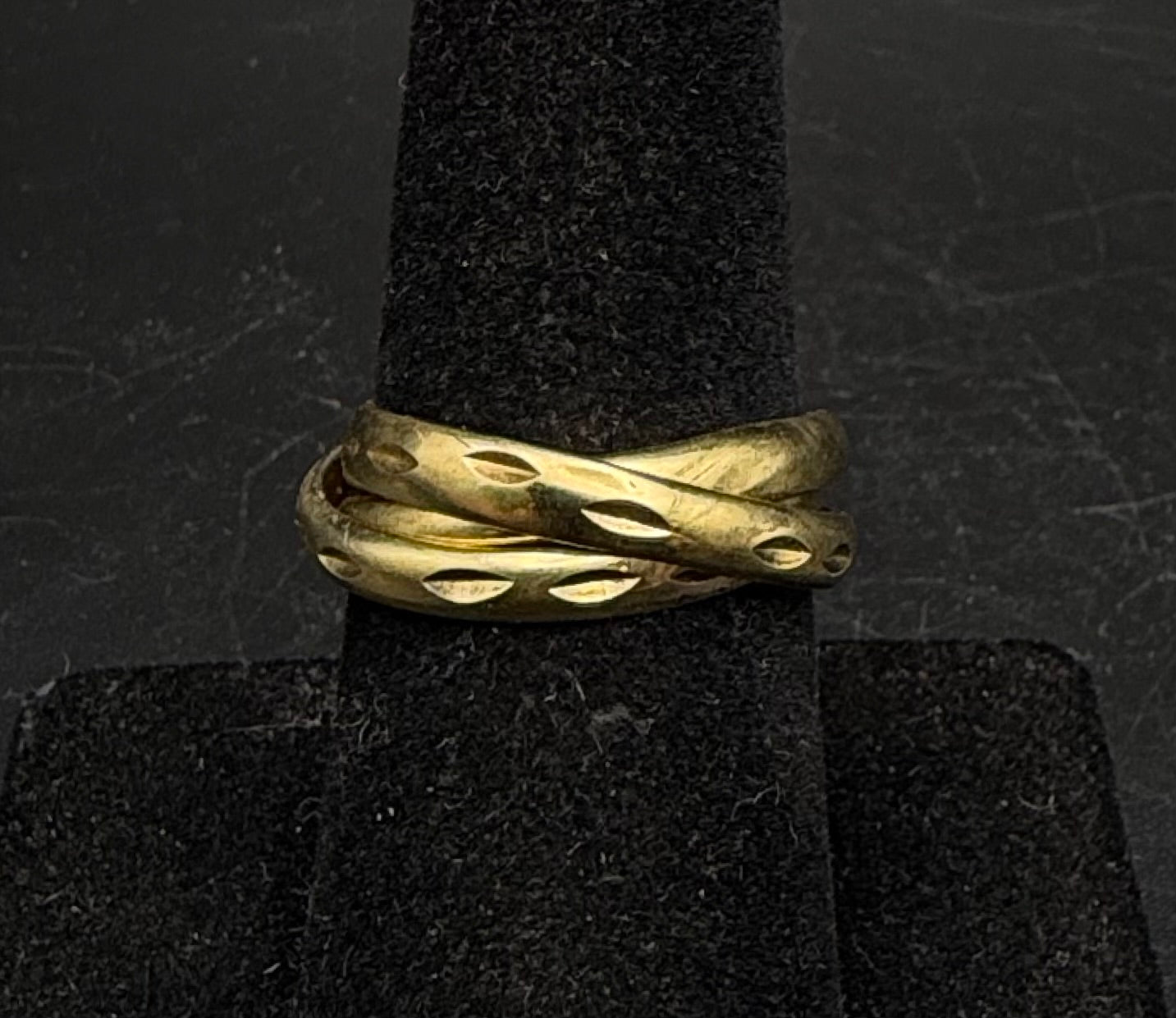 Vintage Gold Tone Sterling Silver Rolling Bands Ring - Size 7.25