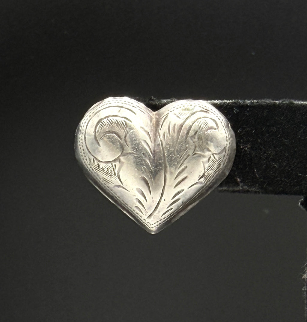 UNMATCHED Vintage Handmade Sterling Silver Puffed Heart Stud Earring