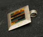 Vintage Sterling Silver Multi-Stone Inlaid Pendant