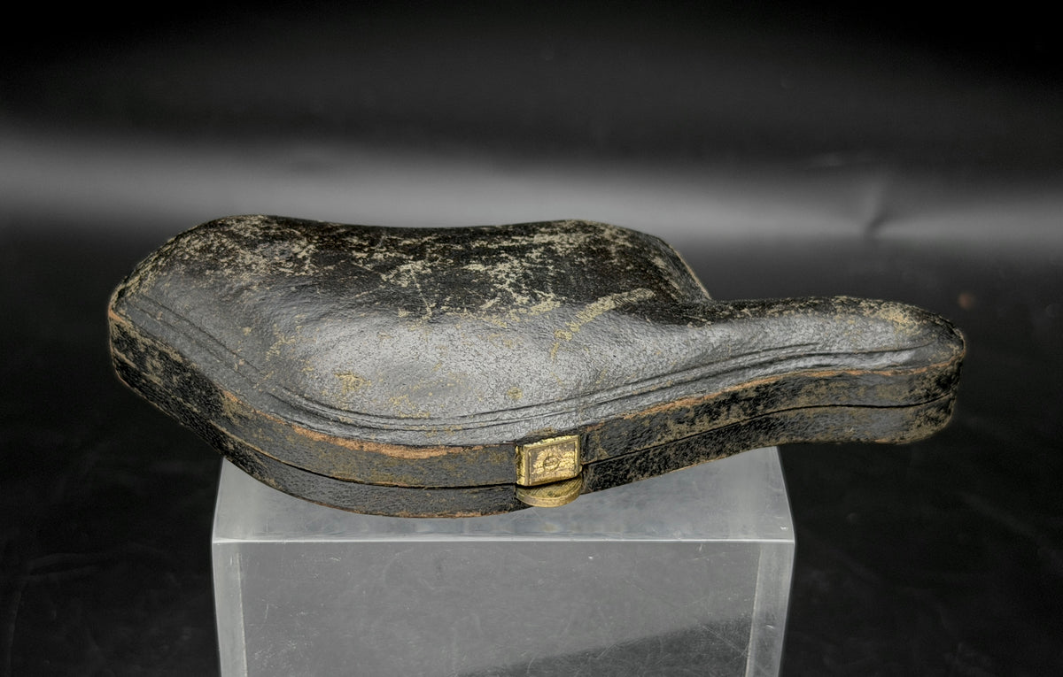 Antique Meerschaum Estate Pipe - Horse & Wolf Motif with Fitted Case and Amber Stem