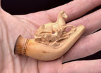 Antique Meerschaum Estate Pipe - Horse & Wolf Motif with Fitted Case and Amber Stem