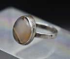 Vintage Handmade Sterling Silver Agate Ring - Size 6.75