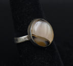 Vintage Handmade Sterling Silver Agate Ring - Size 6.75