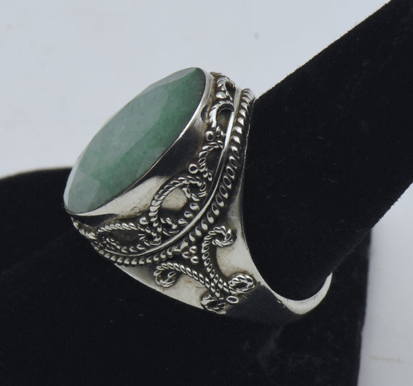 Vintage Dyed Quartzite Sterling Silver Ring - Size 7.75