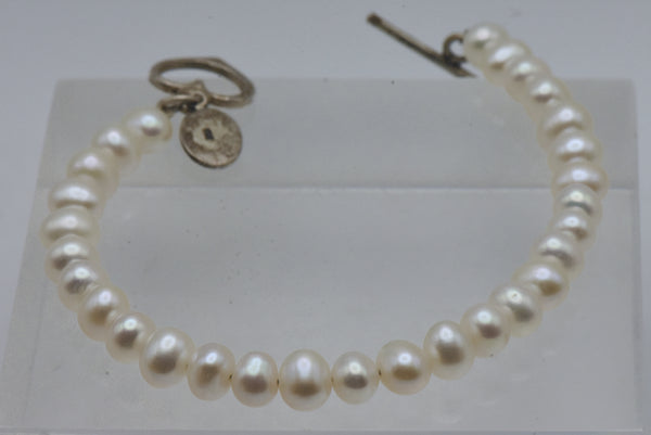 Cultured Pearls Sterling Silver "Mother" Charm Bracelet