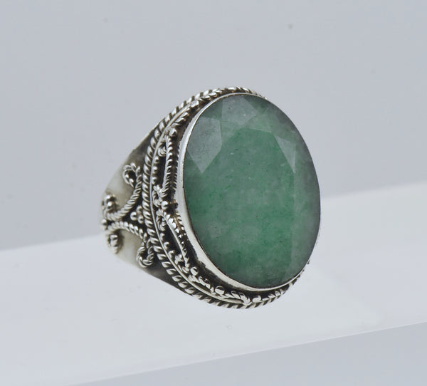 Vintage Dyed Quartzite Sterling Silver Ring - Size 7.75
