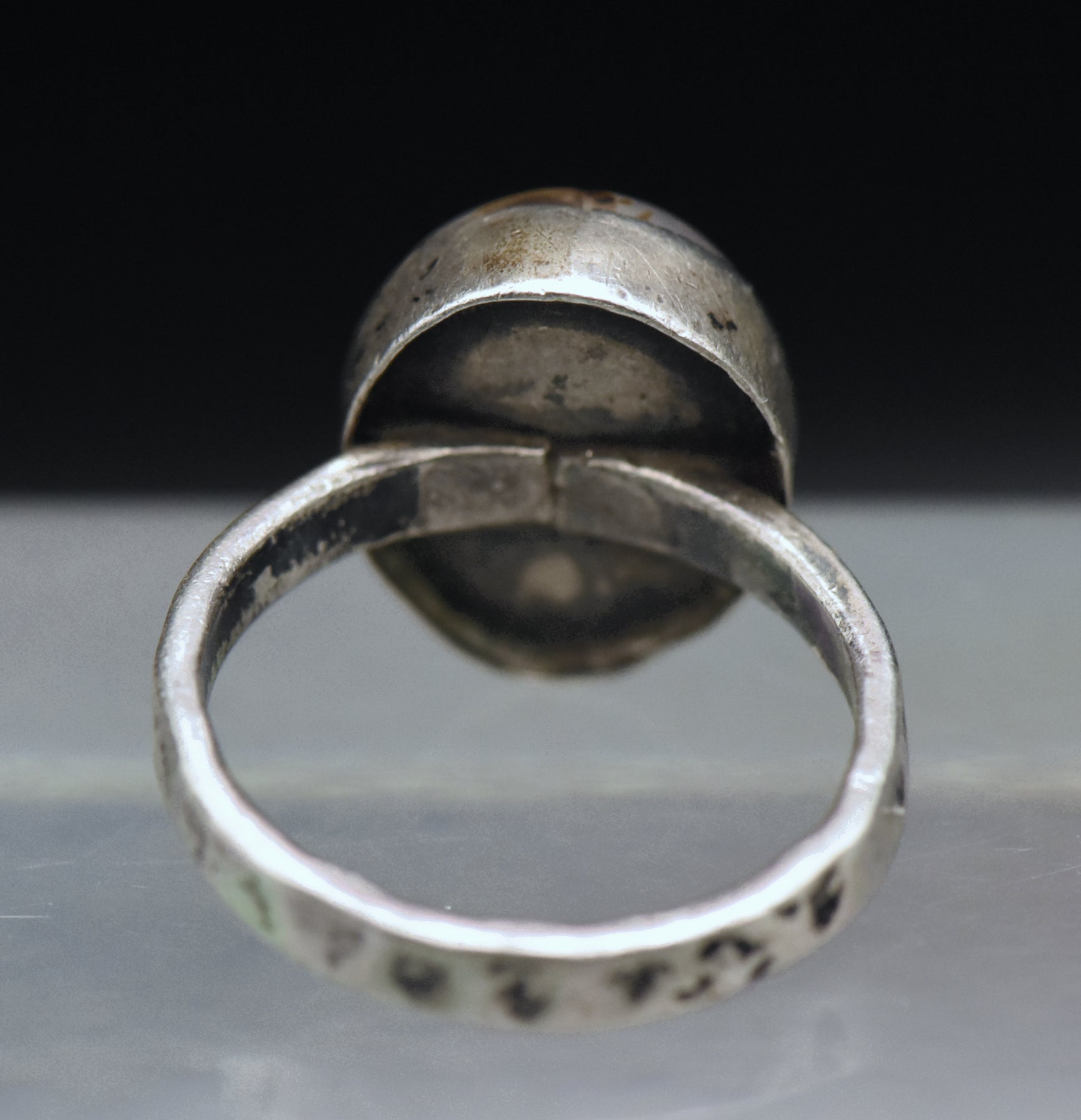 Vintage Handmade Sterling Silver Agate Ring - Size 6.75