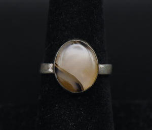 Vintage Handmade Sterling Silver Agate Ring - Size 6.75