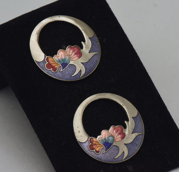 Vintage Pair of Enamel Earrings Parts