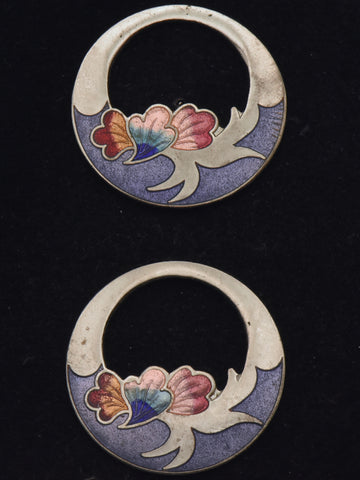 Vintage Pair of Enamel Earrings Parts