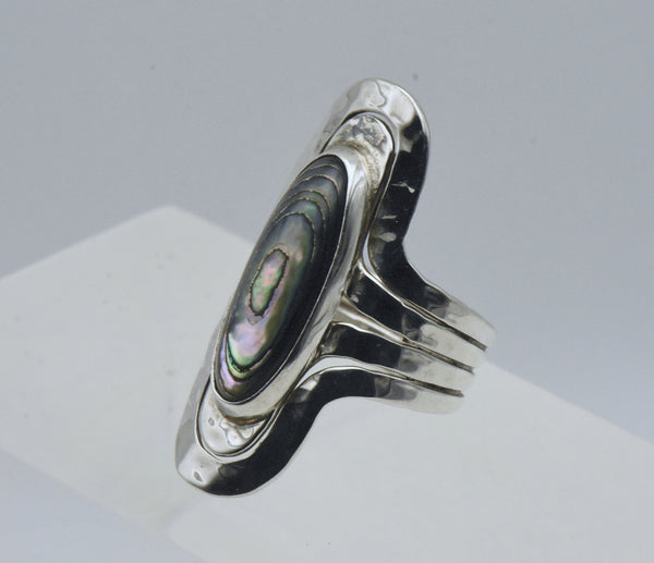 Dominique Dinouart - Handmade Vintage Sterling Silver Abalone Shell Ring - Size 8