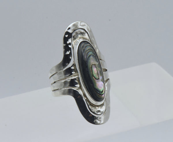 Dominique Dinouart - Handmade Vintage Sterling Silver Abalone Shell Ring - Size 8