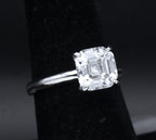 Sterling Silver Asscher Cut Cubic Zirconia Solitaire Ring - Size 6.25