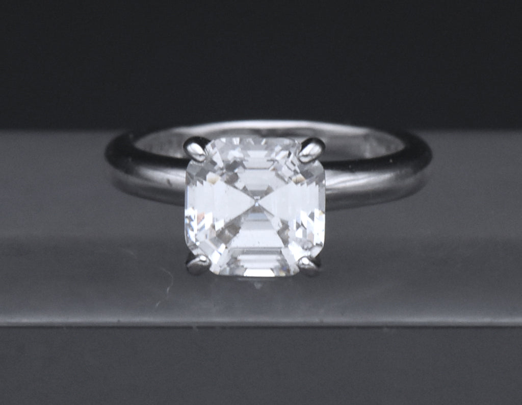 Sterling Silver Asscher Cut Cubic Zirconia Solitaire Ring - Size 6.25