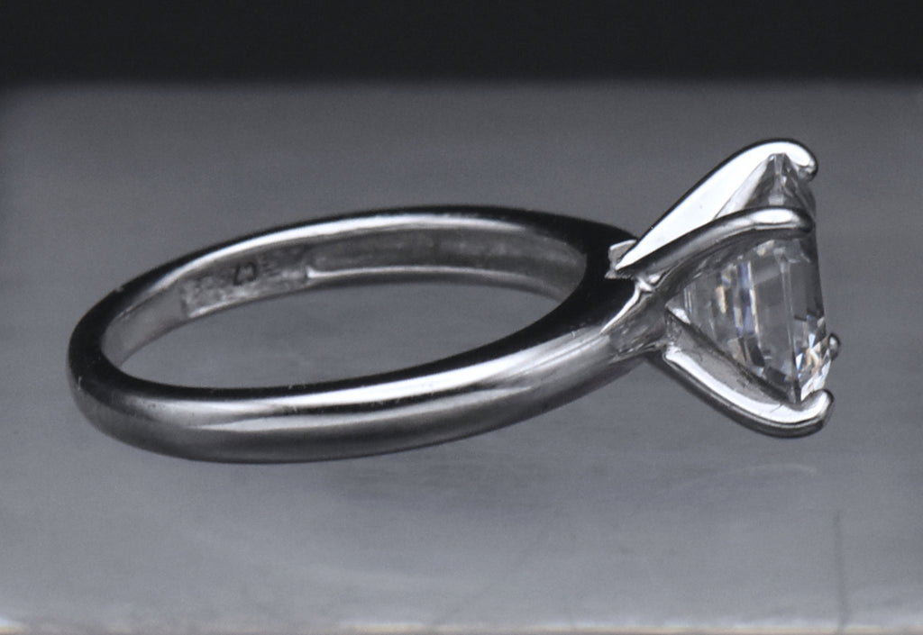 Sterling Silver Asscher Cut Cubic Zirconia Solitaire Ring - Size 6.25