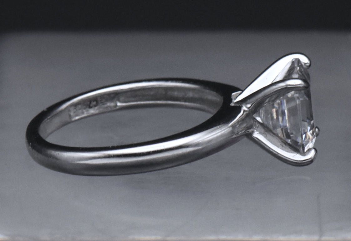 Sterling Silver Asscher Cut Cubic Zirconia Solitaire Ring - Size 6.25
