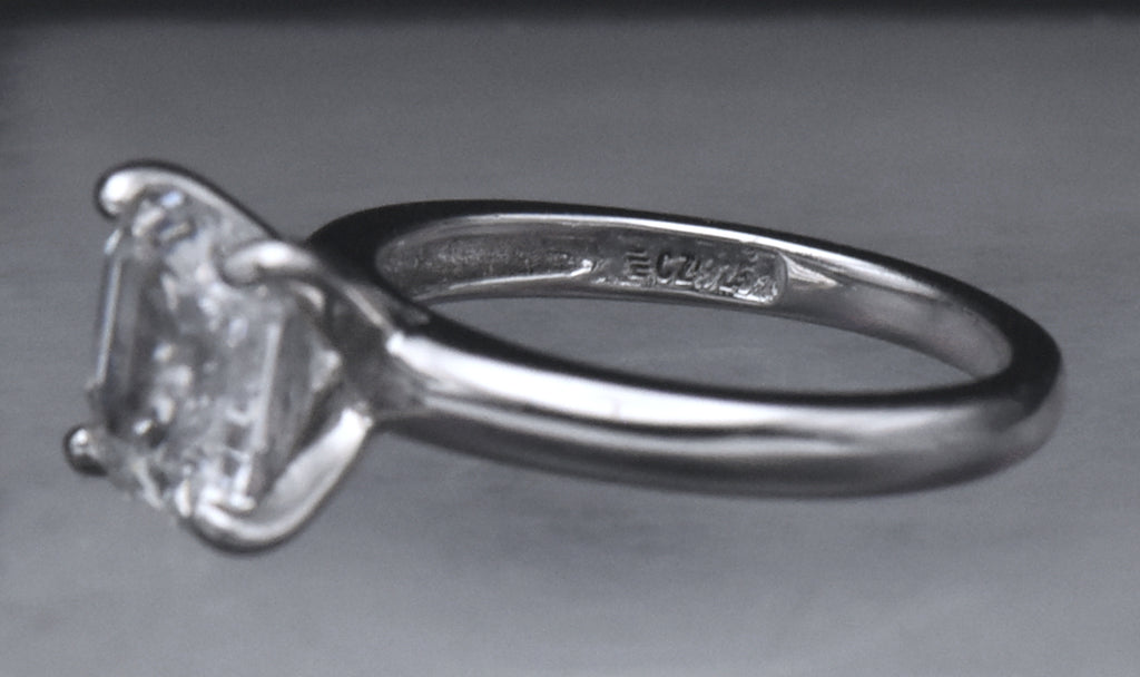 Sterling Silver Asscher Cut Cubic Zirconia Solitaire Ring - Size 6.25
